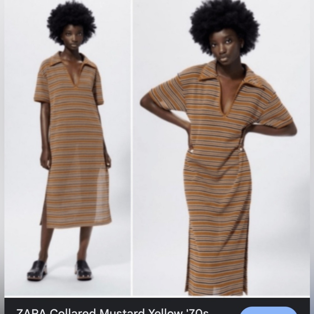 Zara yellow striped 70s style dress.